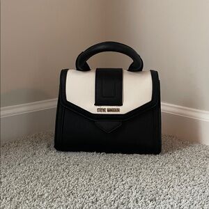 Steve Madden Two-Tone Black and Cream Satchel